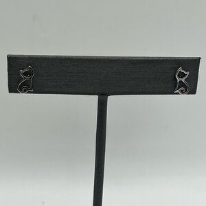 Sterling Silver Cat Silhouette Stud Earrings